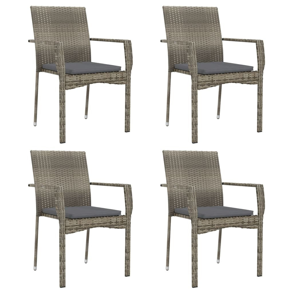 Patio Chairs with Cushions 4 pcs Poly Rattan Gray - Galactic capuchin