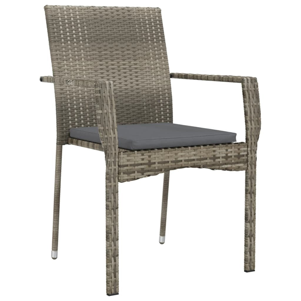 Patio Chairs with Cushions 4 pcs Poly Rattan Gray - Galactic capuchin