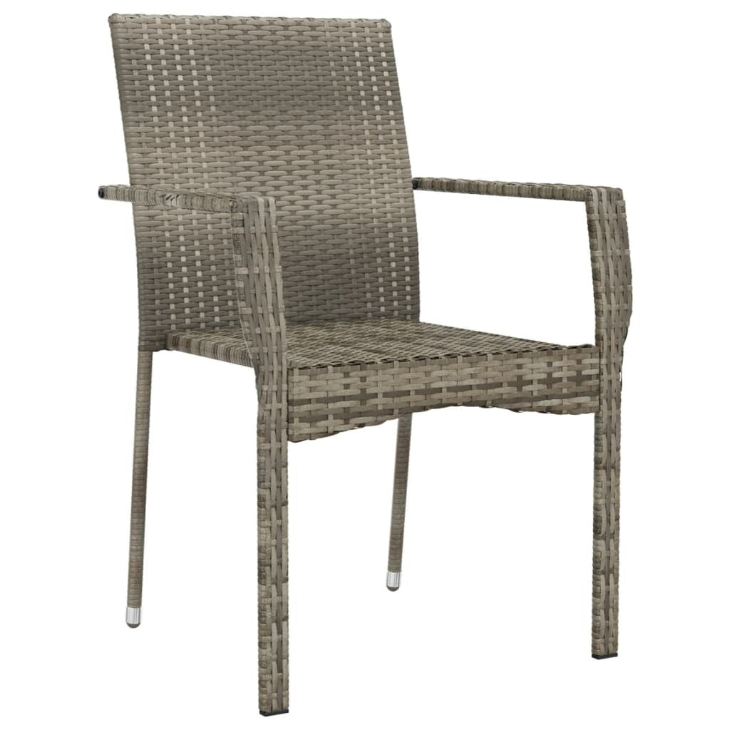 Patio Chairs with Cushions 4 pcs Poly Rattan Gray - Galactic capuchin