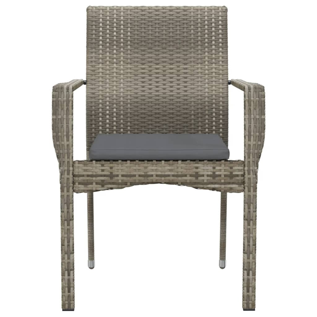 Patio Chairs with Cushions 4 pcs Poly Rattan Gray - Galactic capuchin