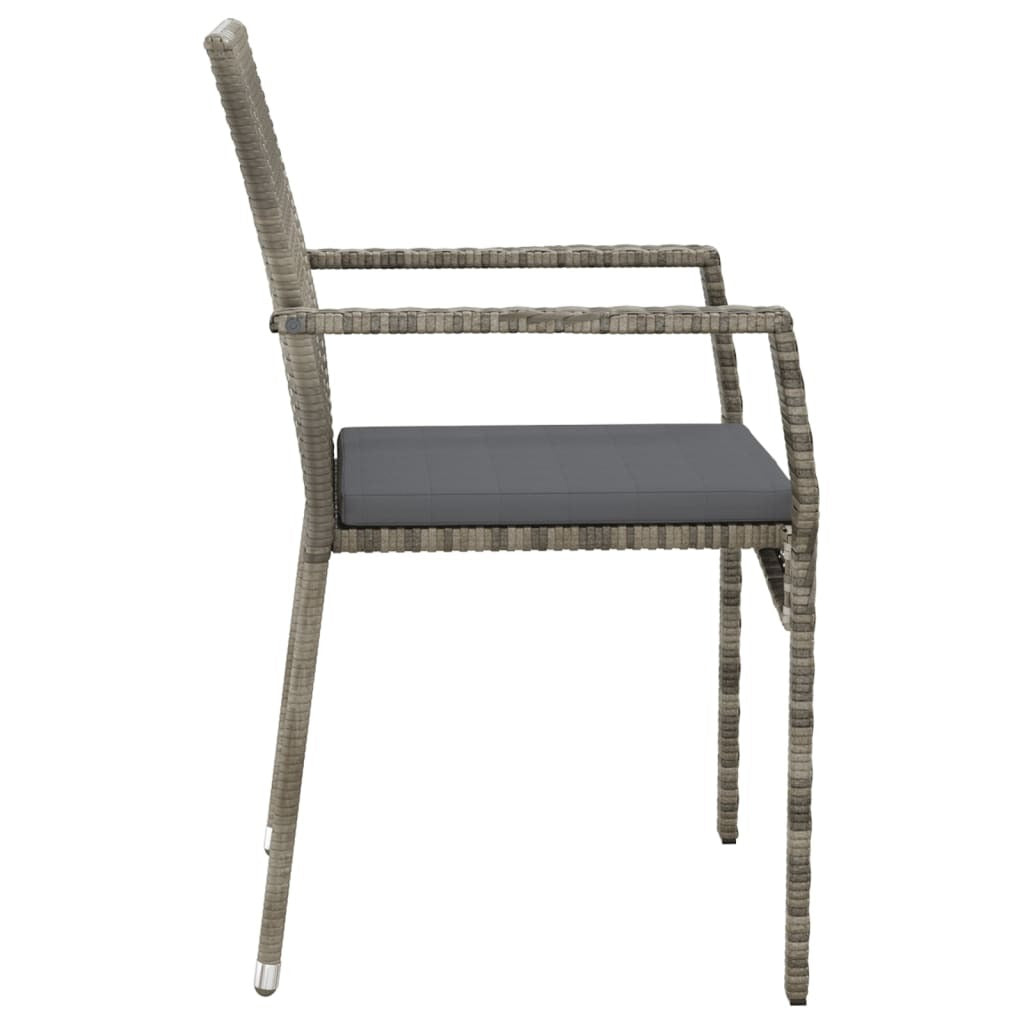 Patio Chairs with Cushions 4 pcs Poly Rattan Gray - Galactic capuchin