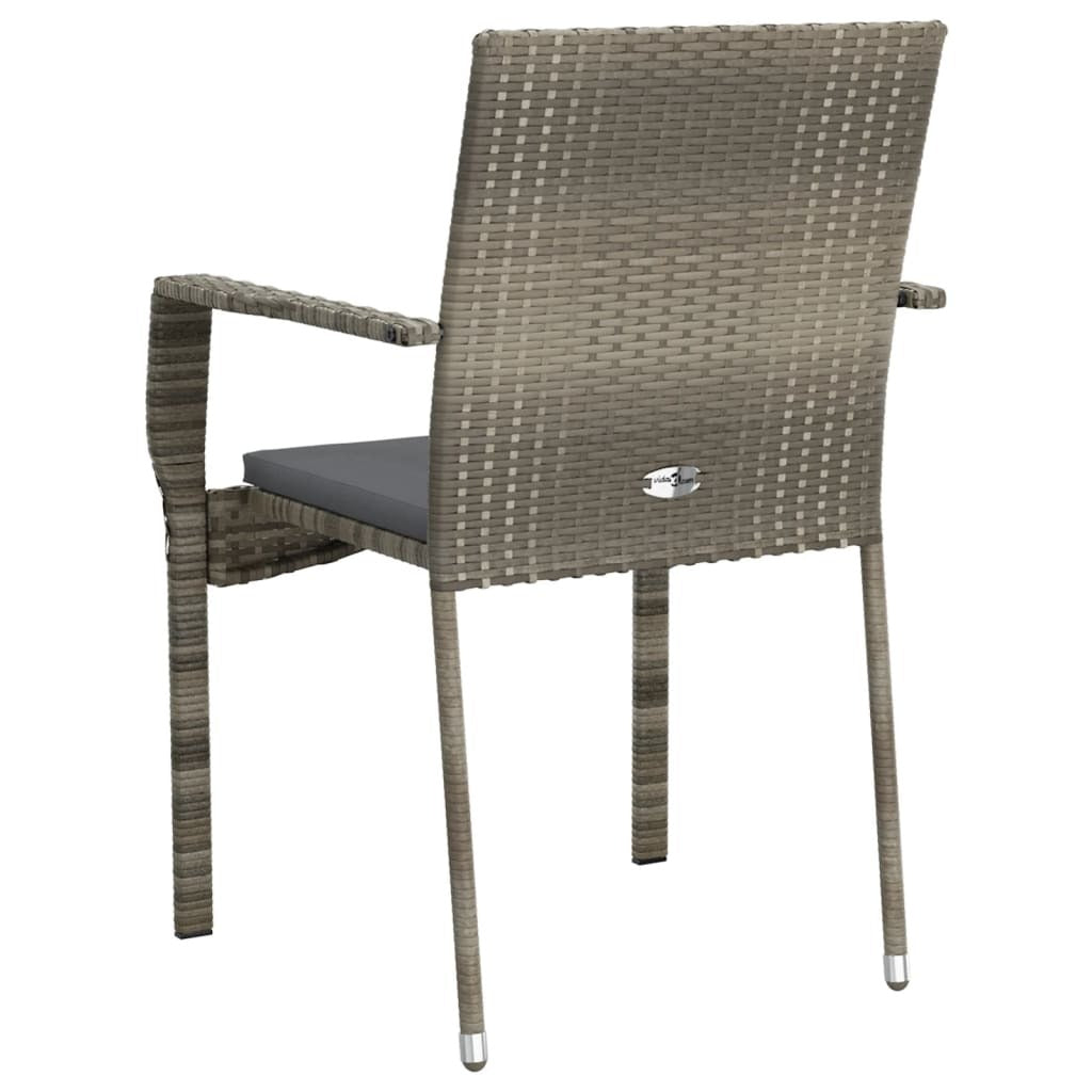 Patio Chairs with Cushions 4 pcs Poly Rattan Gray - Galactic capuchin