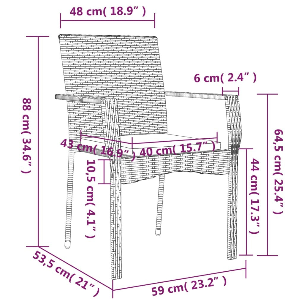 Patio Chairs with Cushions 4 pcs Poly Rattan Gray - Galactic capuchin
