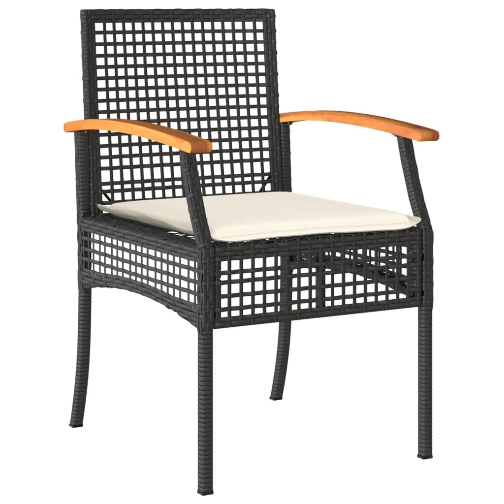 Garden Dining Set Black PE rattan 3 Piece Set Removable Covers - Galactic capuchin