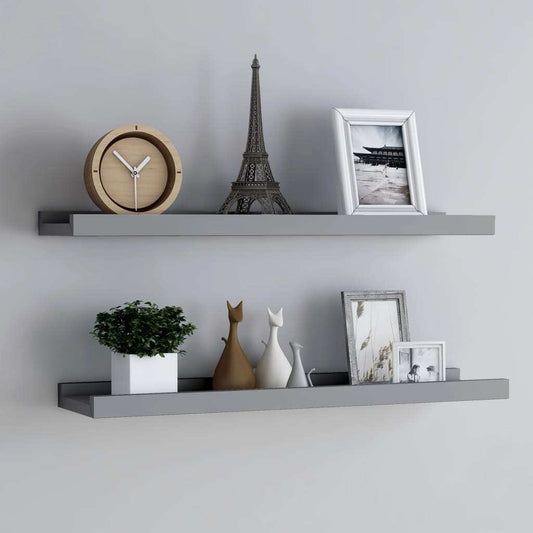 Picture Frame Ledge Shelves 2 pcs Gray 31.5"x3.5"x1.2" MDF - Galactic capuchin