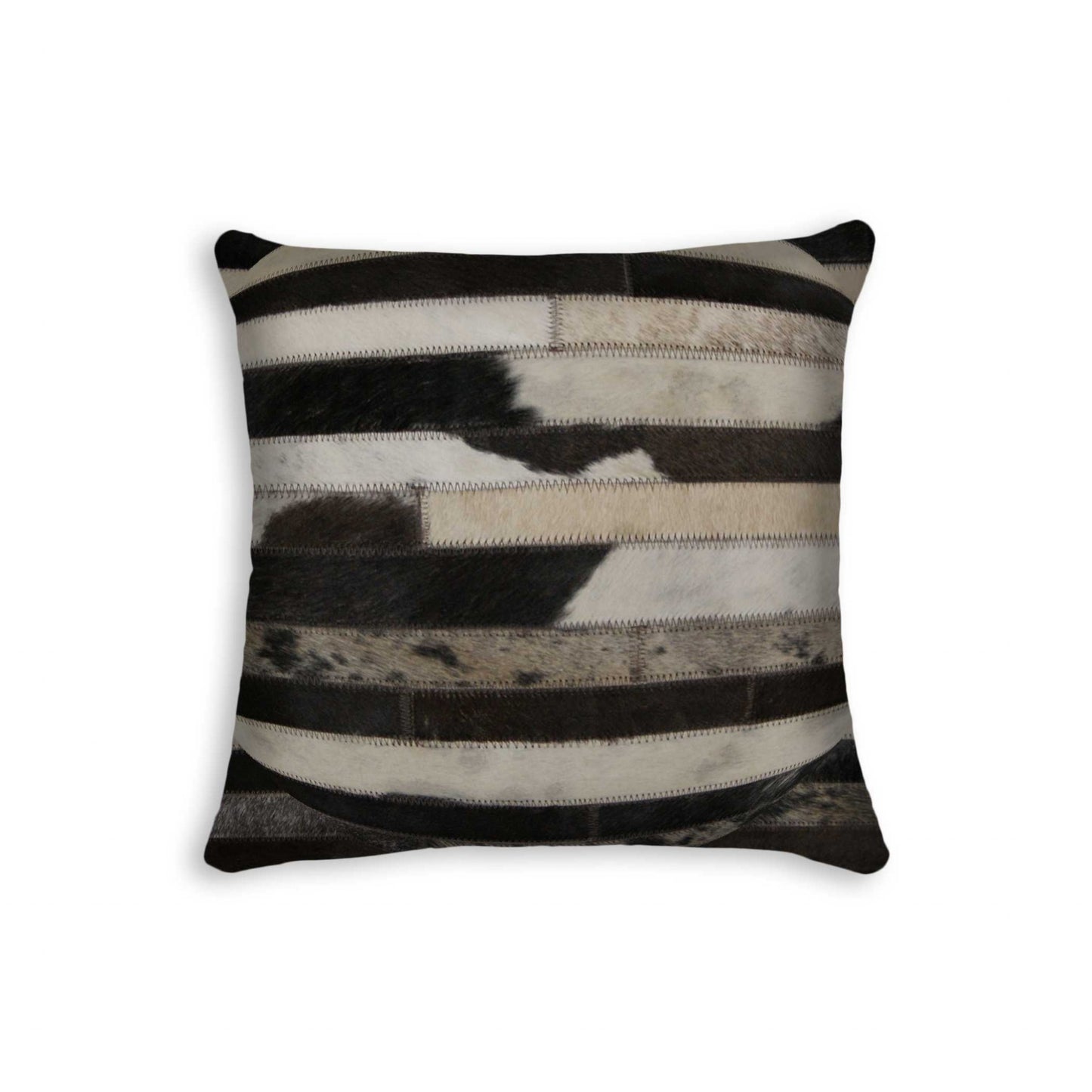 18" Black and White Cowhide Throw Pillow - Galactic capuchin