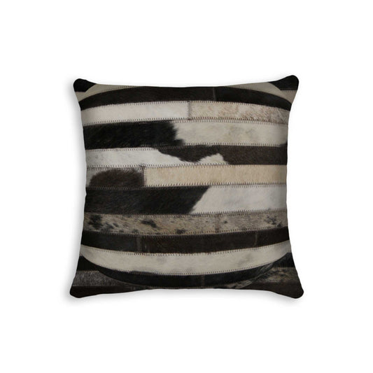 18" Black and White Cowhide Throw Pillow - Galactic capuchin