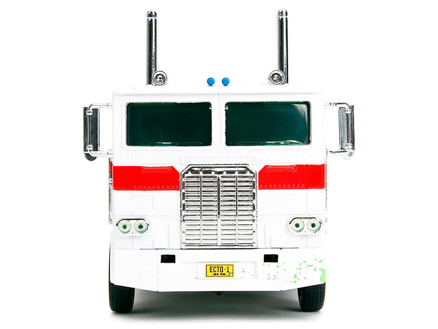 G1 Autobot Optimus Prime Truck White with Robot on Chassis from "Transformers" TV Series - "Ghostbusters" (1984) Movie Crossover "Hollywood Rides" Series 1/24 Diecast Model by Jada - Galactic capuchin