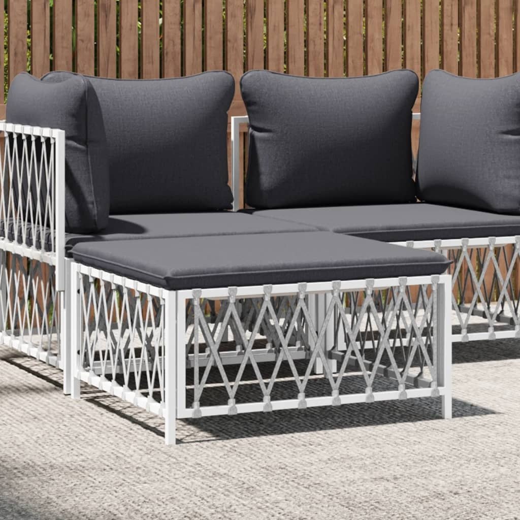 Patio Footstool with Cushion White Woven Fabric - Galactic capuchin