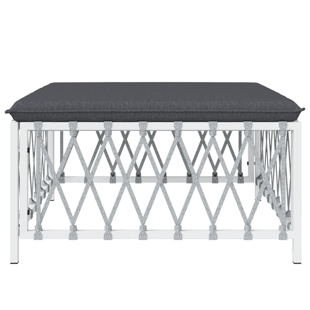 Patio Footstool with Cushion White Woven Fabric - Galactic capuchin