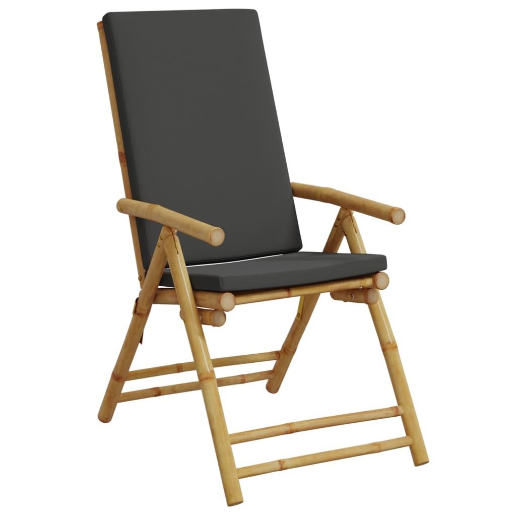 Folding Patio Reclining Chairs 2 pcs with Cushions Bamboo - Galactic capuchin