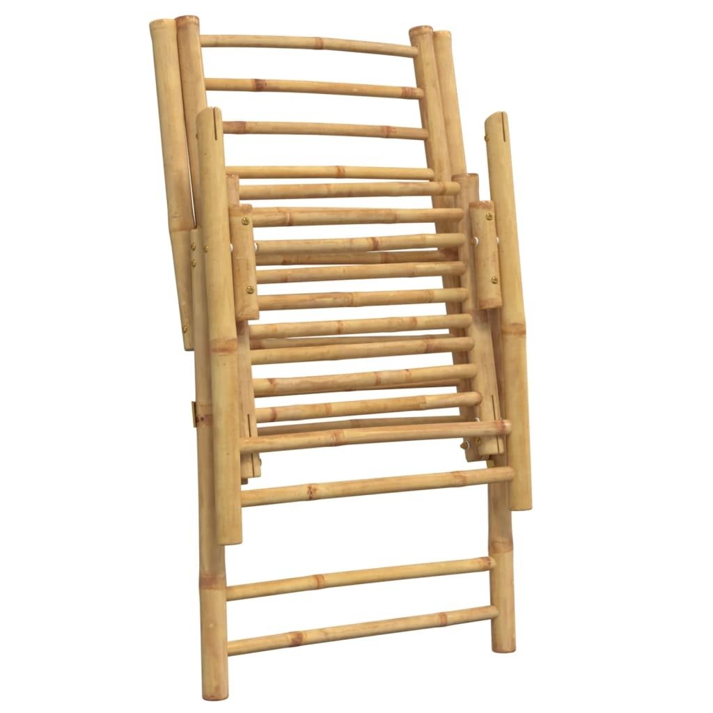 Folding Patio Reclining Chairs 2 pcs with Cushions Bamboo - Galactic capuchin