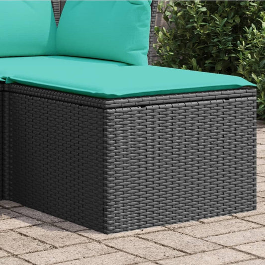 Patio Stool with Cushion Black 21.7"x21.7"x14.6" Poly Rattan - Galactic capuchin