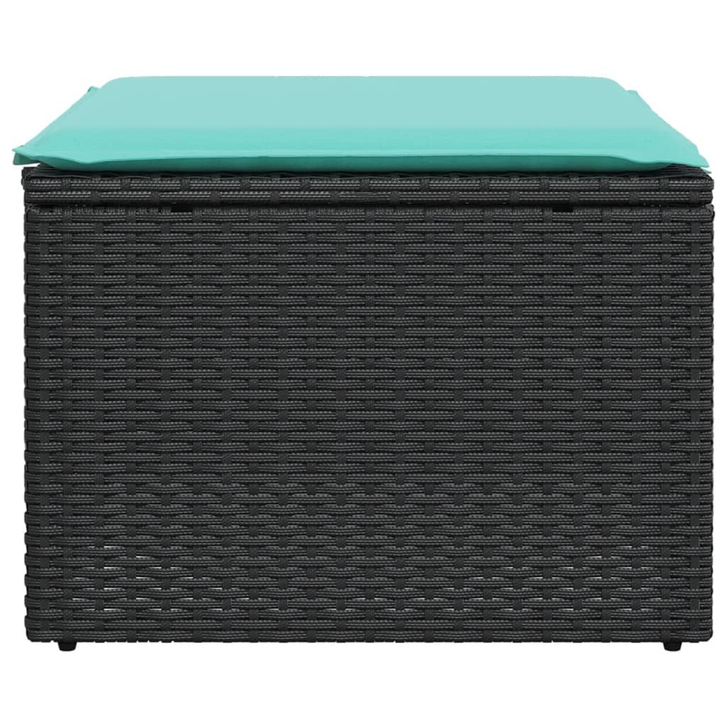 Patio Stool with Cushion Black 21.7"x21.7"x14.6" Poly Rattan - Galactic capuchin