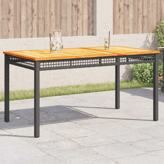 Patio Table Black 55.1"x31.5"x29.5" Poly Rattan Acacia Wood - Galactic capuchin
