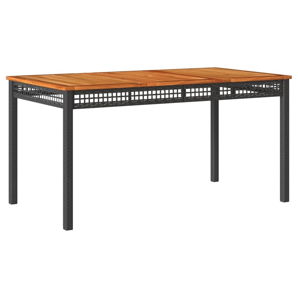 Patio Table Black 55.1"x31.5"x29.5" Poly Rattan Acacia Wood - Galactic capuchin