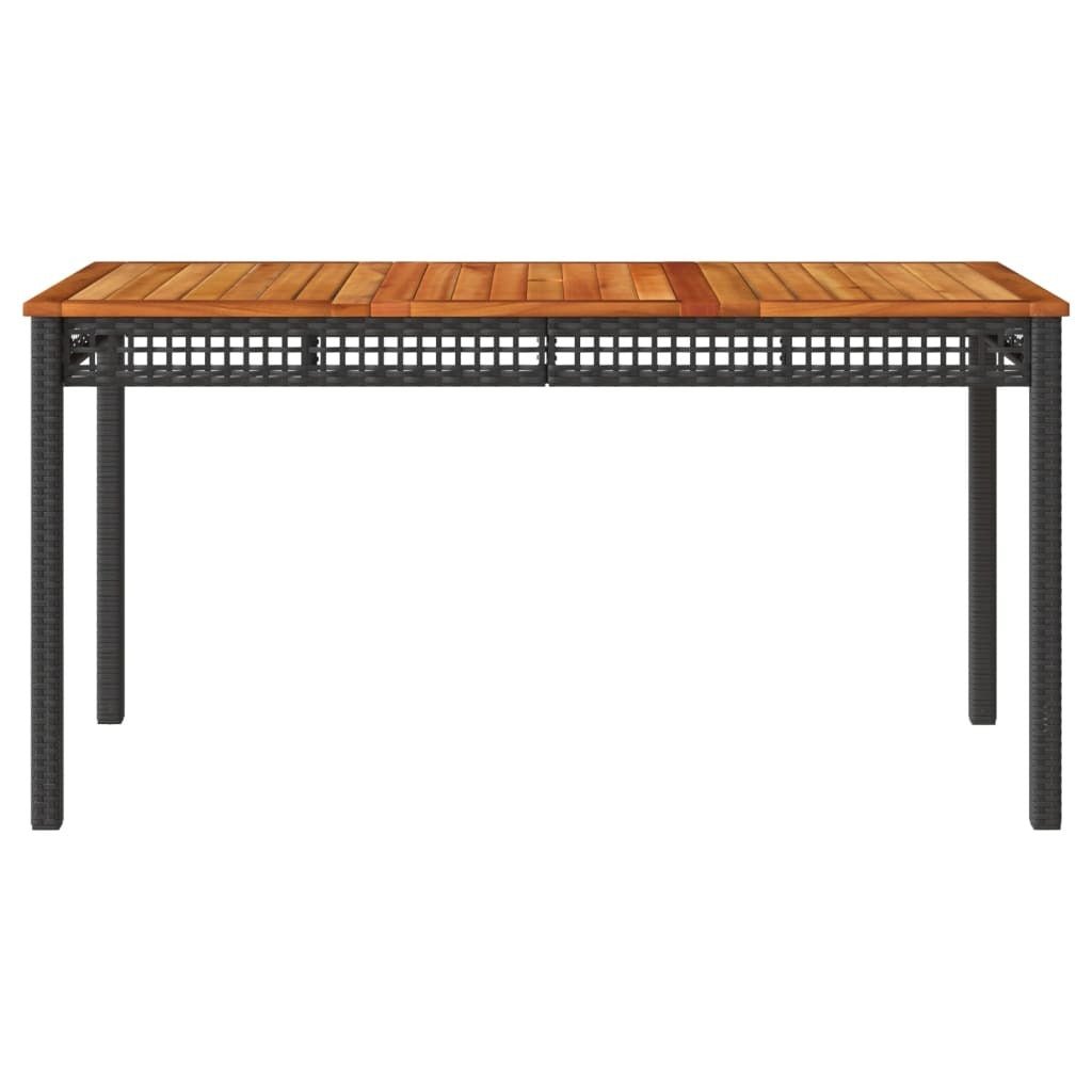 Patio Table Black 55.1"x31.5"x29.5" Poly Rattan Acacia Wood - Galactic capuchin