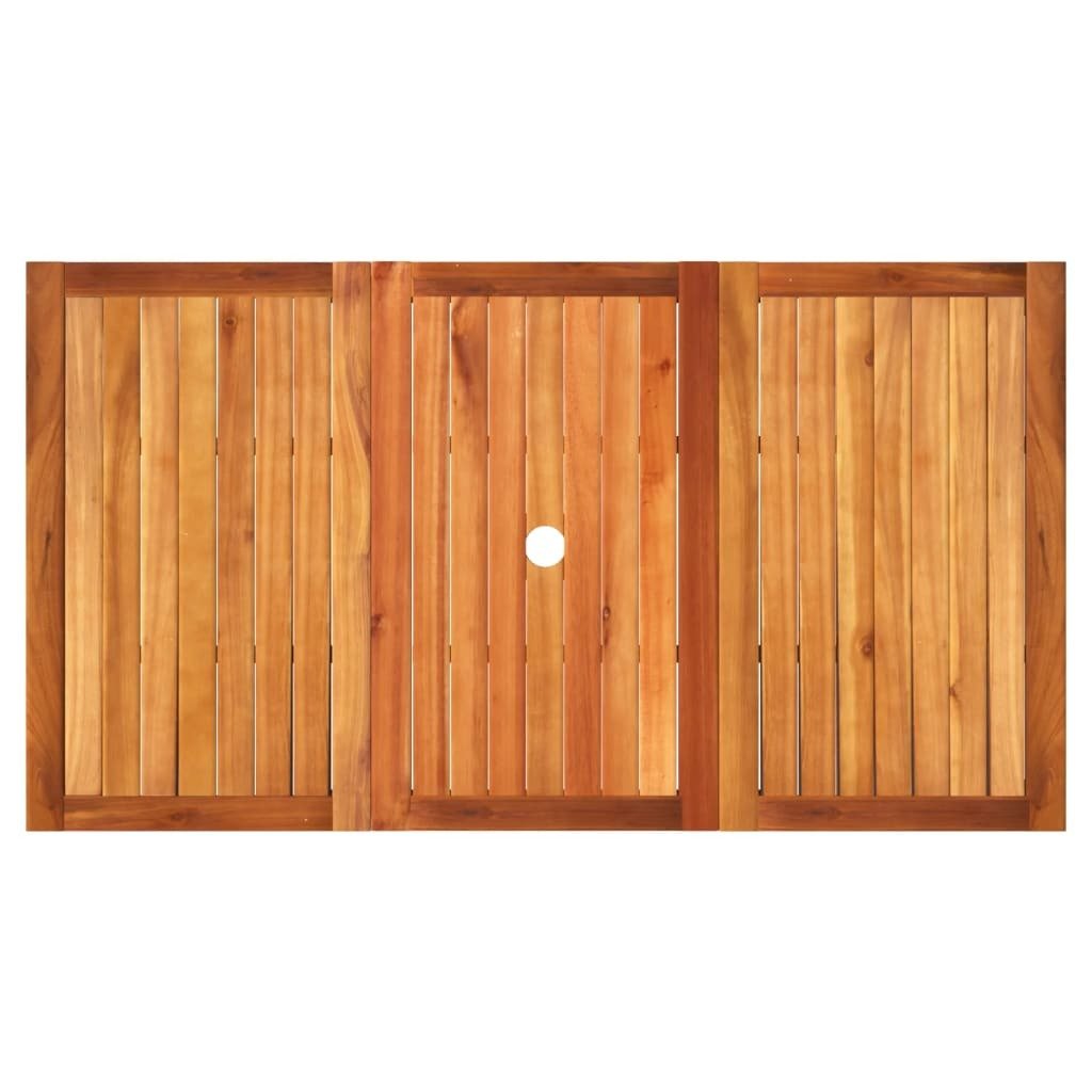 Patio Table Black 55.1"x31.5"x29.5" Poly Rattan Acacia Wood - Galactic capuchin