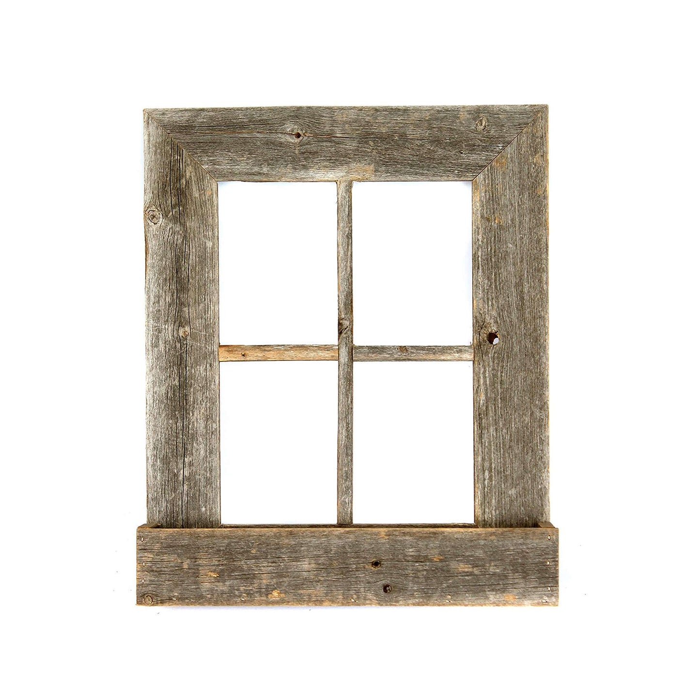 22X18 Rustic Weatered Grey Window Frame With Planter - Galactic capuchin