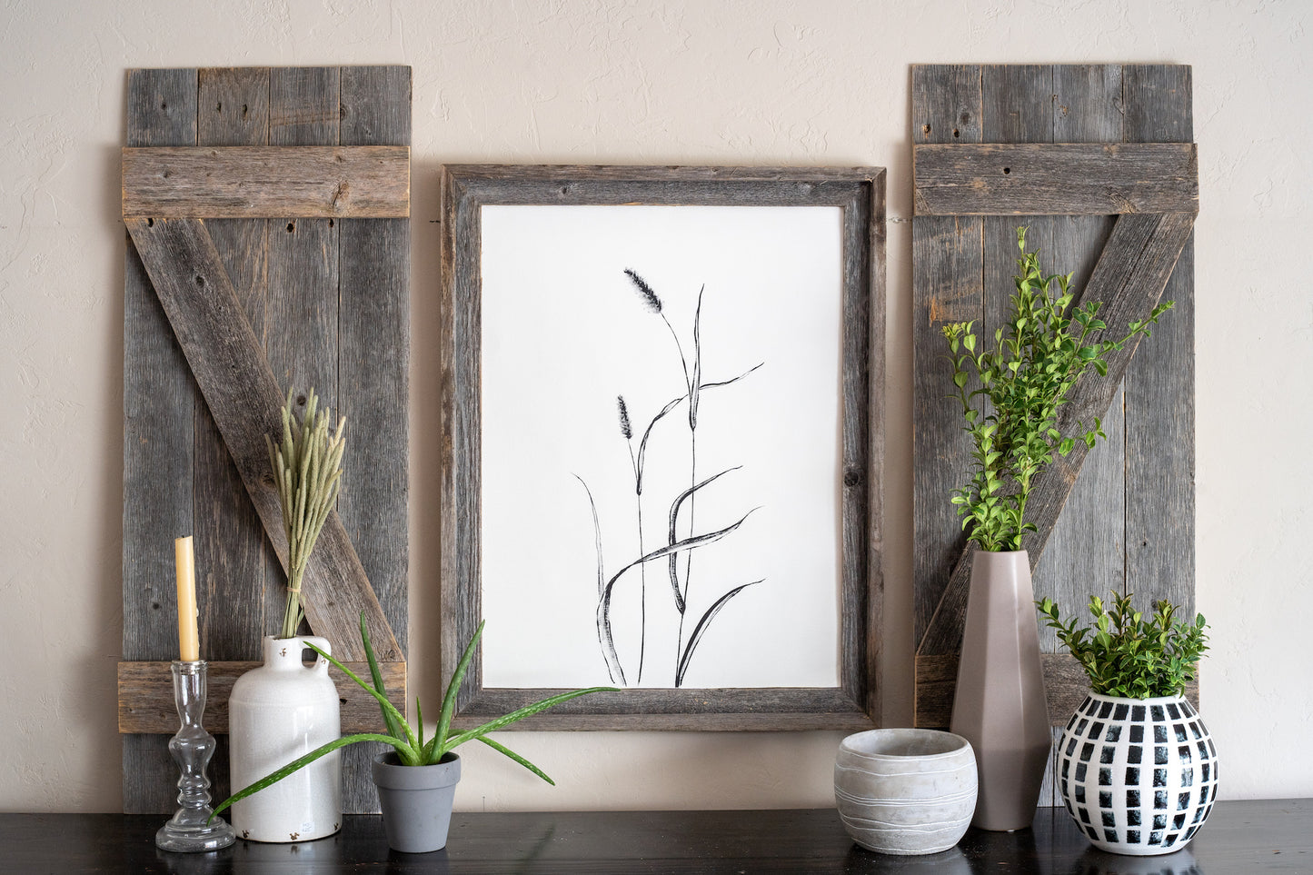 Set of Two 36" X 14" Gray Solid Wood Wall Decor - Galactic capuchin