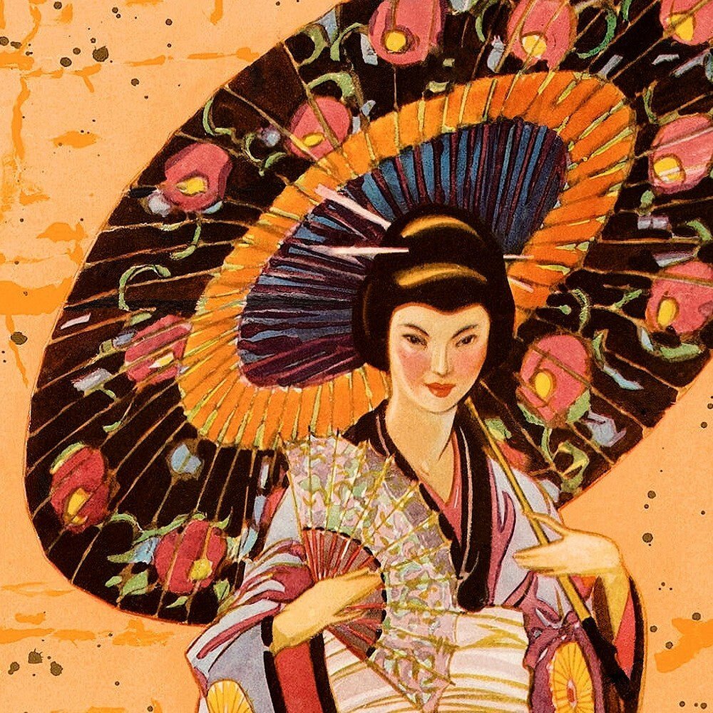 Asia via Honolulu Vintage Travel Unframed Print Wall Art - Galactic capuchin