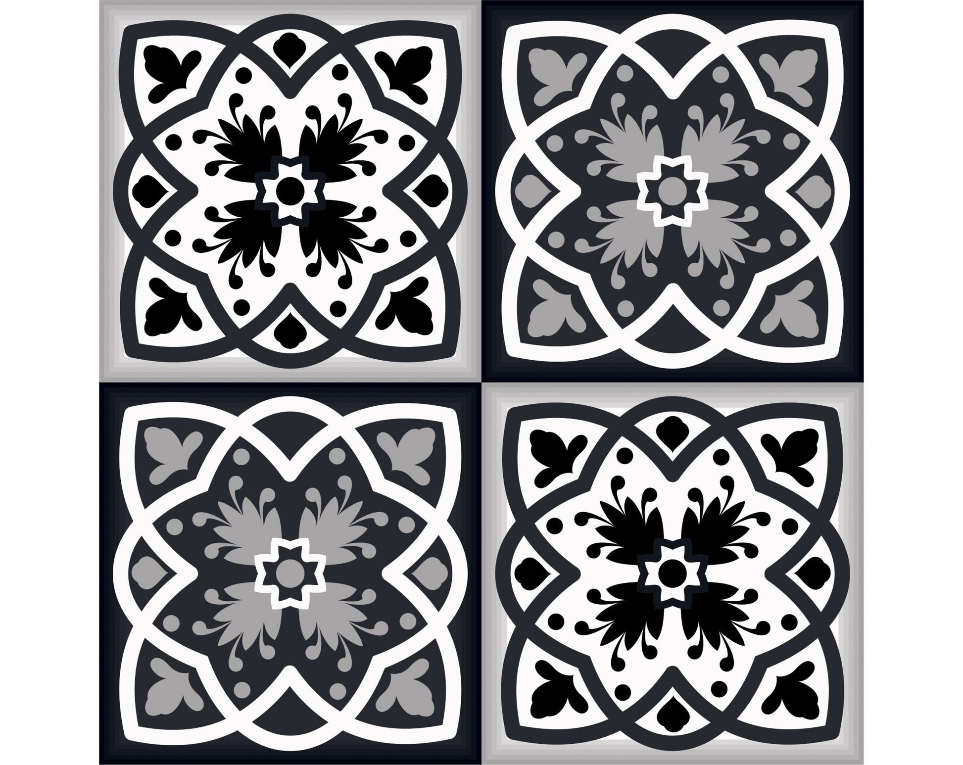 8" X 8" Black White And Gray Baz Peel And Stick Removable Tiles - Galactic capuchin