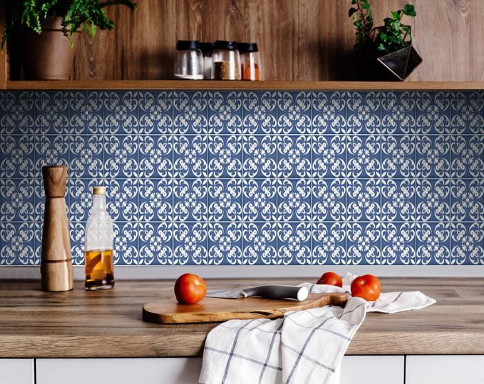 6" X 6" Wedgwood Blue And White Peel And Stick Removable Tiles - Galactic capuchin