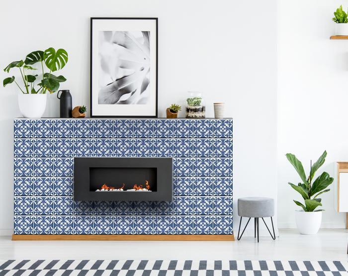 6" X 6" Wedgwood Blue And White Peel And Stick Removable Tiles - Galactic capuchin