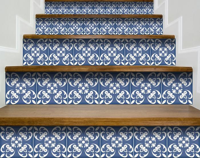 6" X 6" Wedgwood Blue And White Peel And Stick Removable Tiles - Galactic capuchin