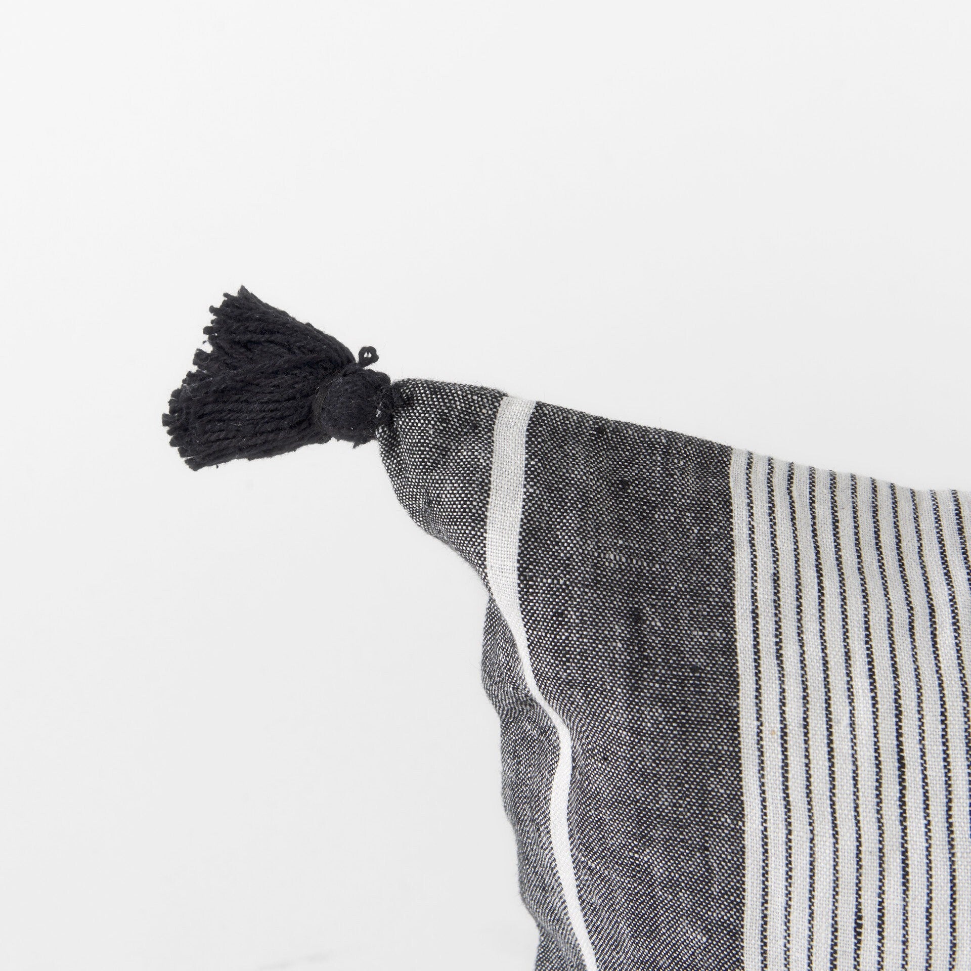 White And Gray Fringed Lumbar Pillow Cover - Galactic capuchin