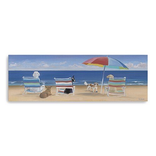 60" x 20" Dogs Perfect Beach Day Canvas Wall Art - Galactic capuchin