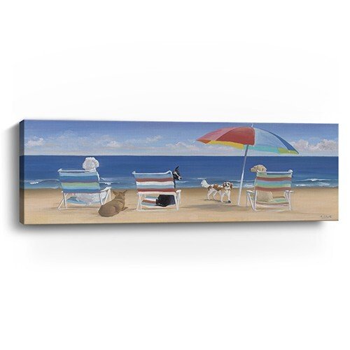 60" x 20" Dogs Perfect Beach Day Canvas Wall Art - Galactic capuchin
