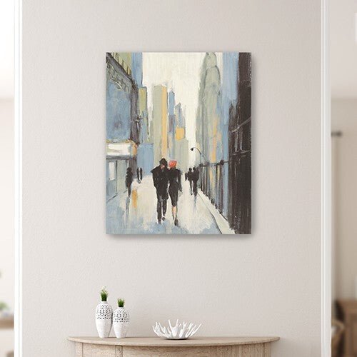 20" x 16" Watercolor Walk in the City Canvas Wall Art - Galactic capuchin