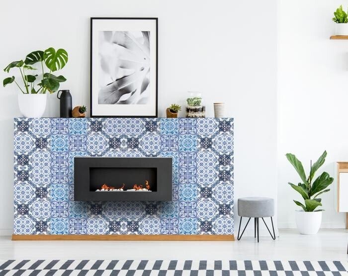 4" X 4" Mediterranean Blues Mosaic Peel and Stick Tiles - Galactic capuchin