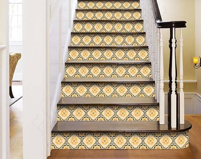 4" X 4" Golden Deco Peel And Stick Removable Tiles - Galactic capuchin
