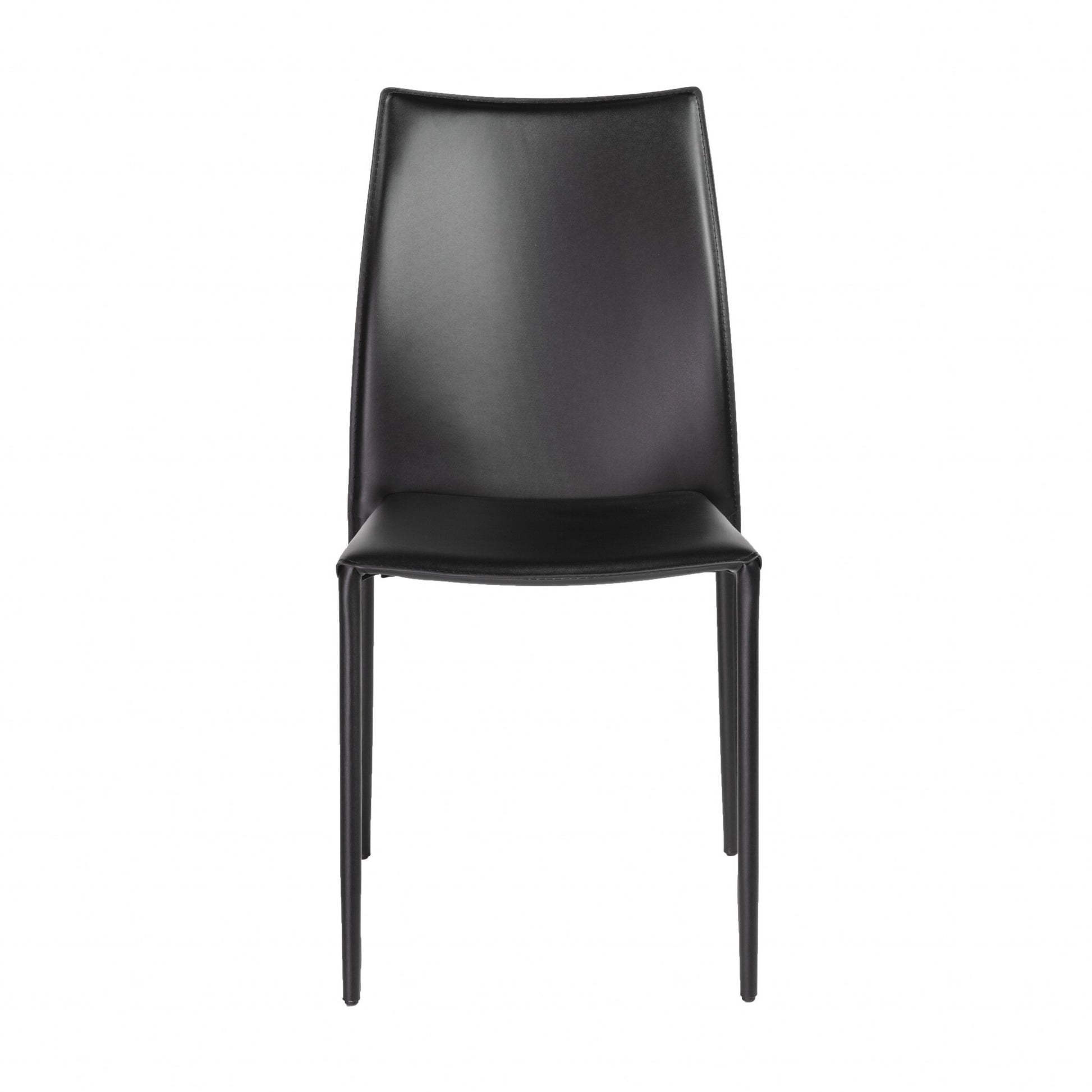 Set of Two Black Upholstered Faux Leather Dining Side Chairs - Galactic capuchin