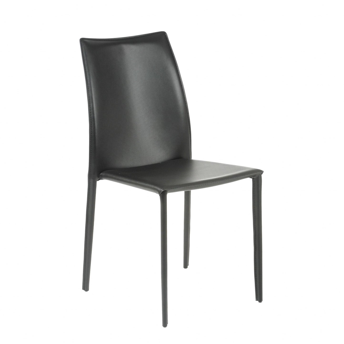 Set of Two Black Upholstered Faux Leather Dining Side Chairs - Galactic capuchin