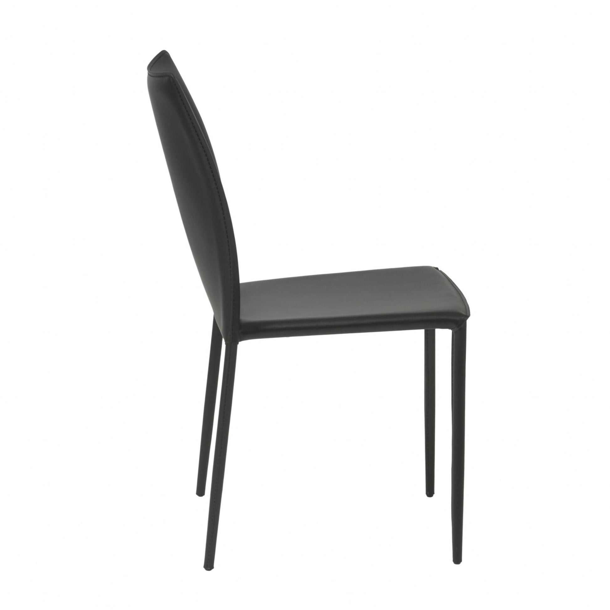 Set of Two Black Upholstered Faux Leather Dining Side Chairs - Galactic capuchin