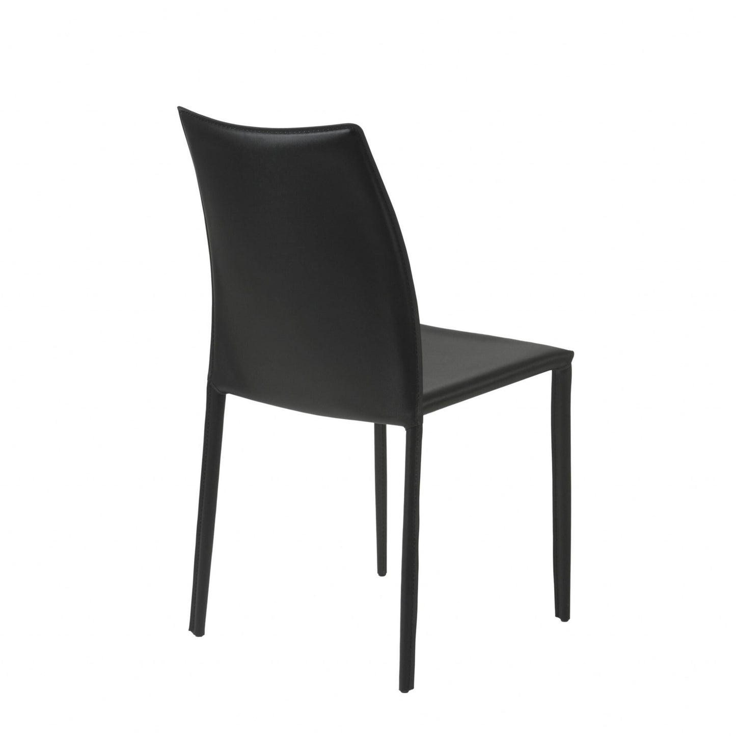 Set of Two Black Upholstered Faux Leather Dining Side Chairs - Galactic capuchin