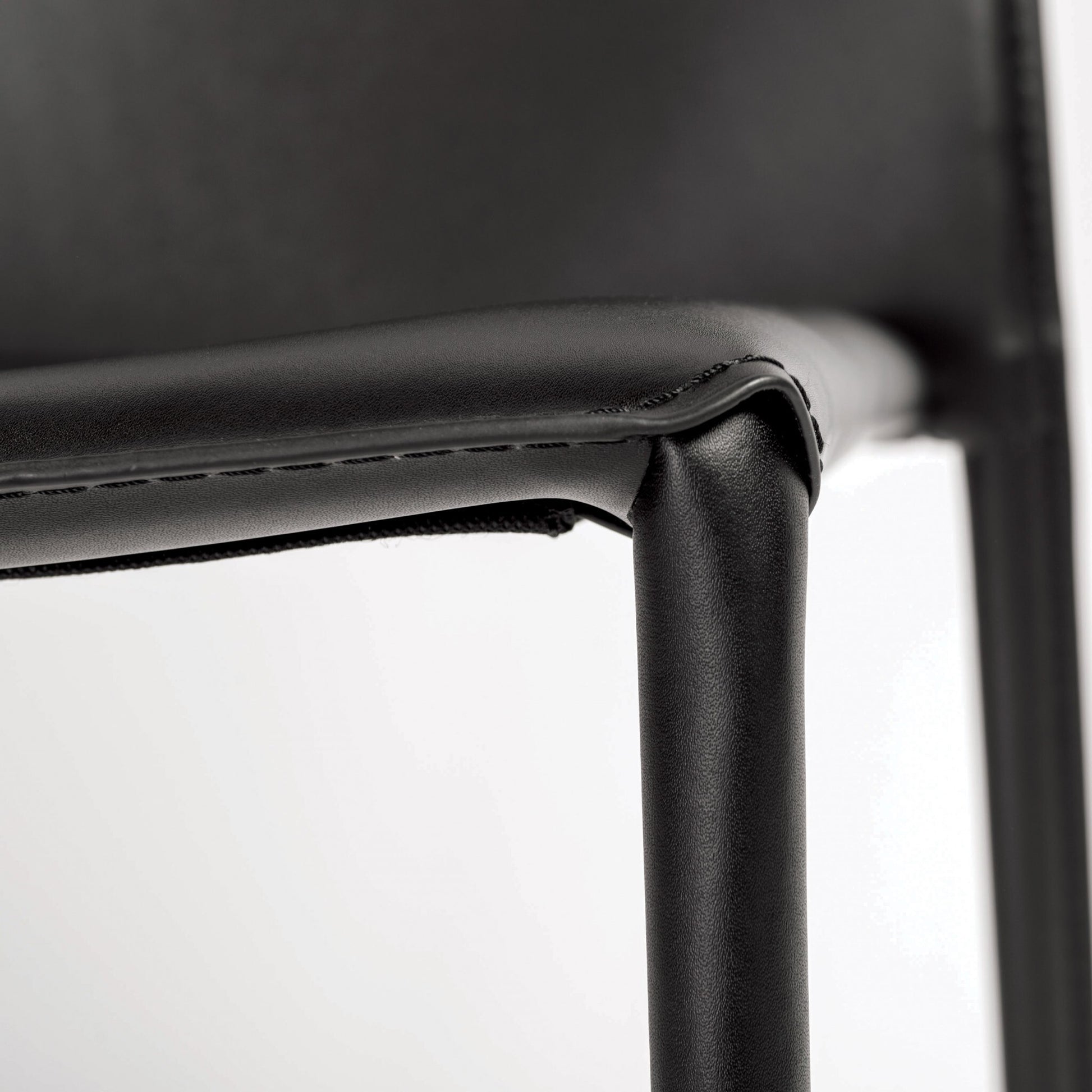 Set of Two Black Upholstered Faux Leather Dining Side Chairs - Galactic capuchin