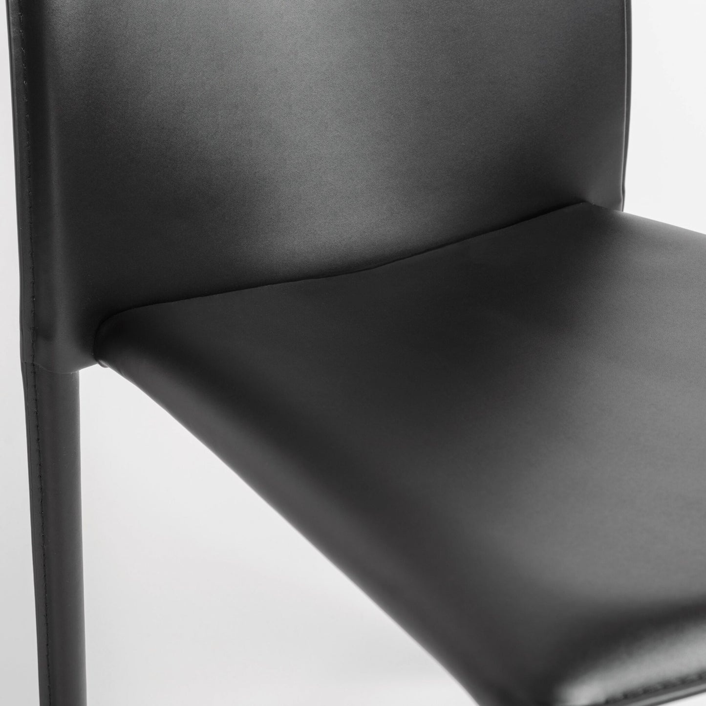Set of Two Black Upholstered Faux Leather Dining Side Chairs - Galactic capuchin