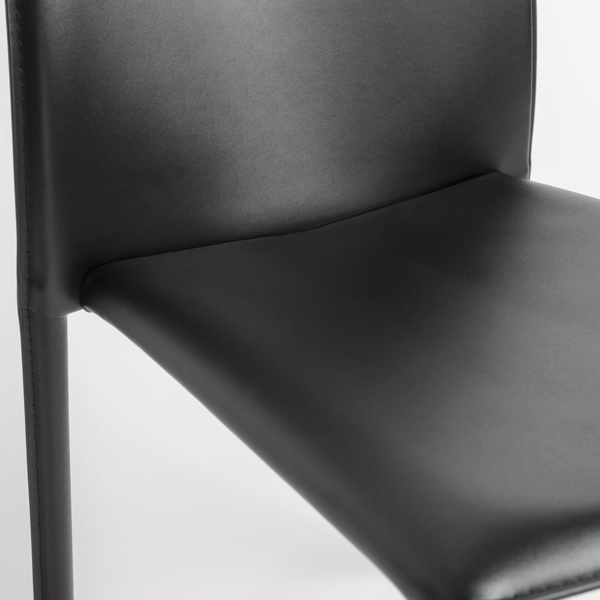 Set of Two Black Upholstered Faux Leather Dining Side Chairs - Galactic capuchin