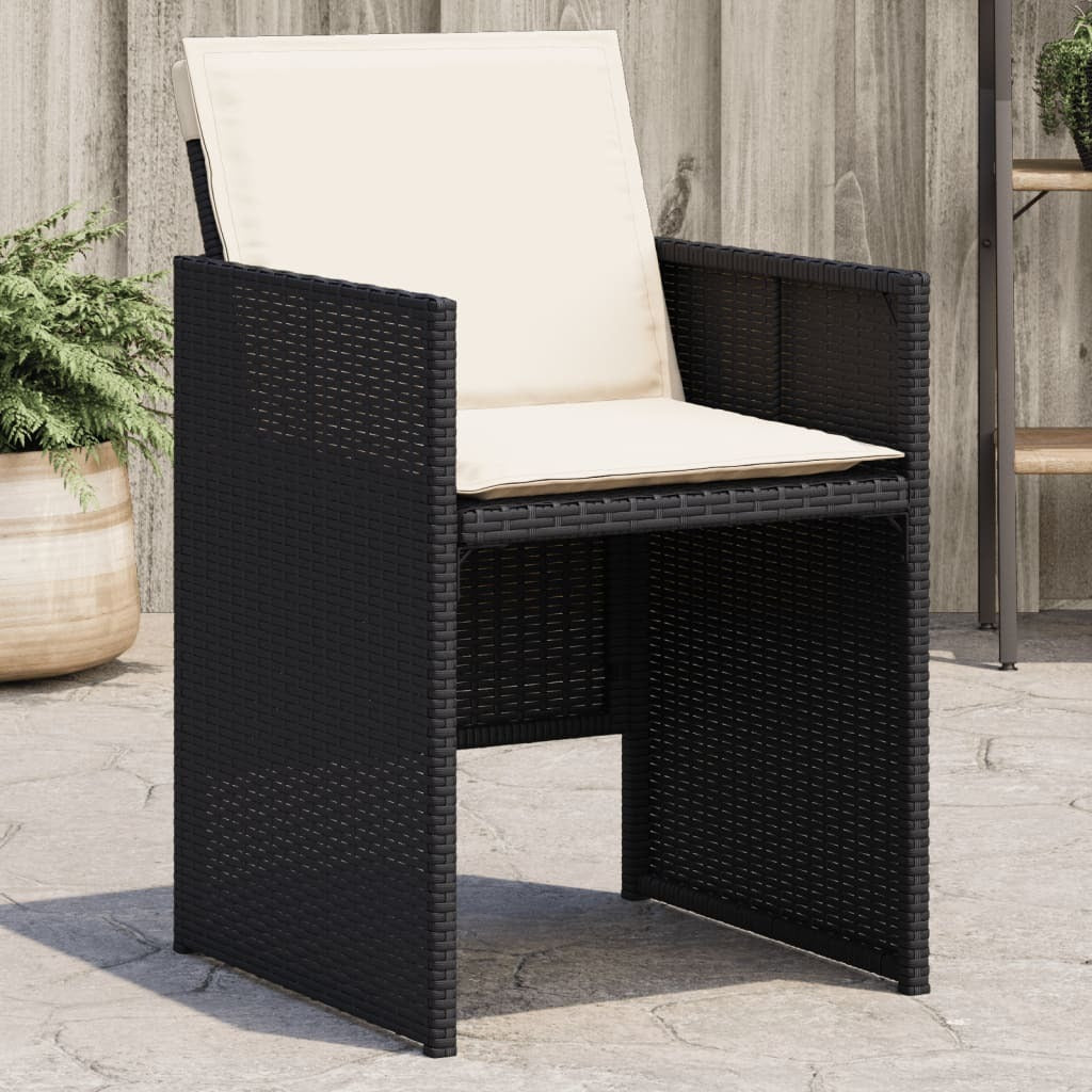Patio Chairs with Cushions 4 pcs Black Poly Rattan - Galactic capuchin