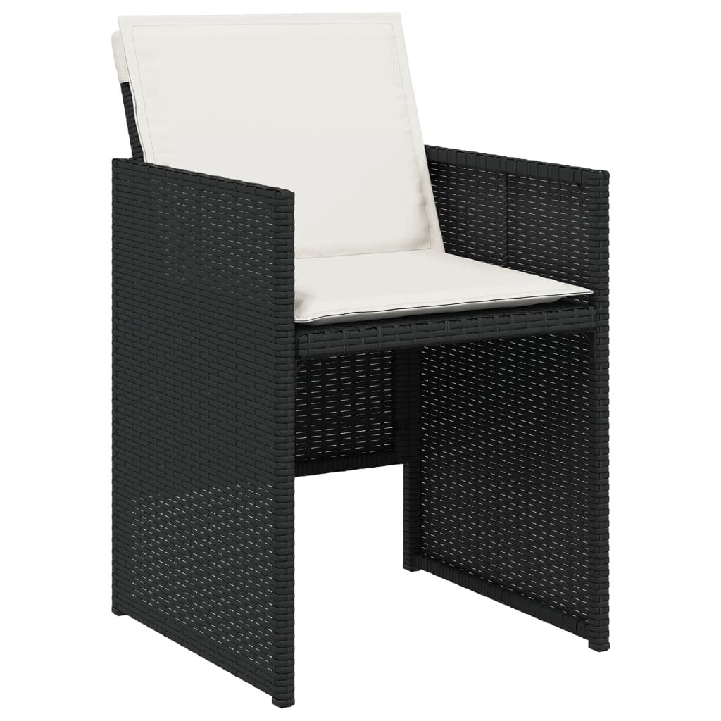 Patio Chairs with Cushions 4 pcs Black Poly Rattan - Galactic capuchin