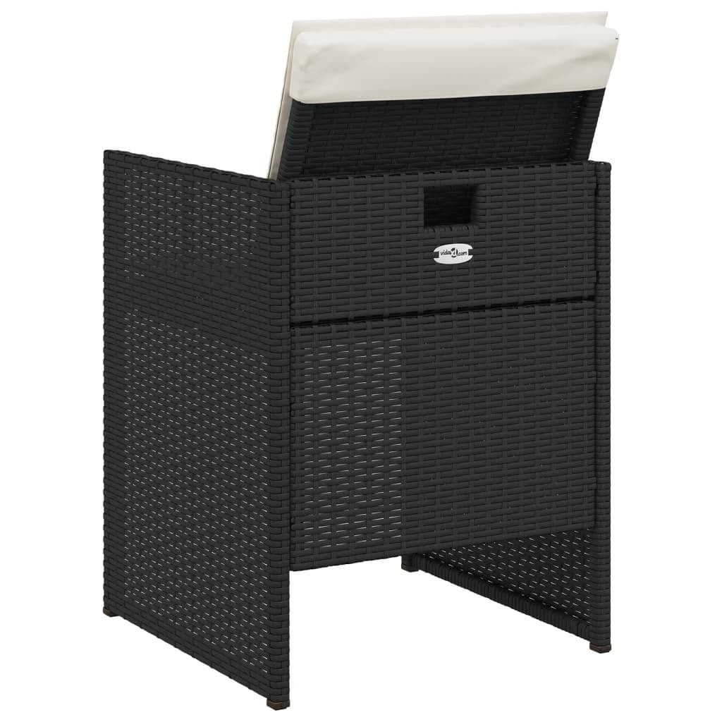 Patio Chairs with Cushions 4 pcs Black Poly Rattan - Galactic capuchin