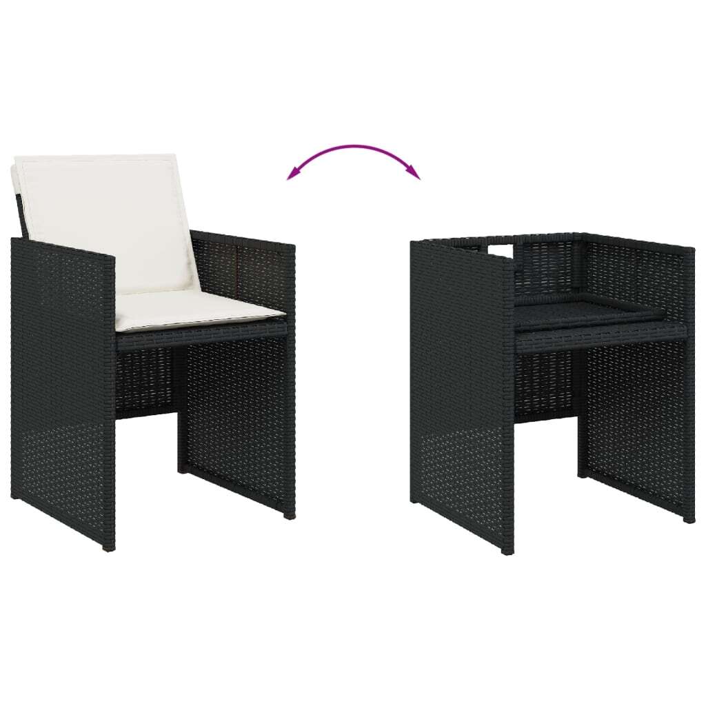 Patio Chairs with Cushions 4 pcs Black Poly Rattan - Galactic capuchin