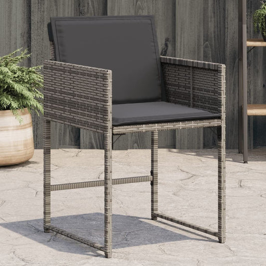 Patio Chairs with Cushions 4 pcs Gray Poly Rattan - Galactic capuchin