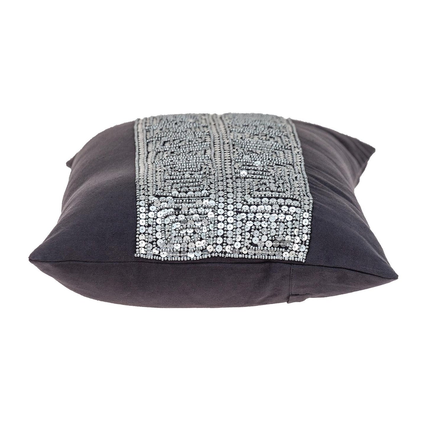 Glam Gray with Silver Sequins Lumbar Throw Pillow - Galactic capuchin
