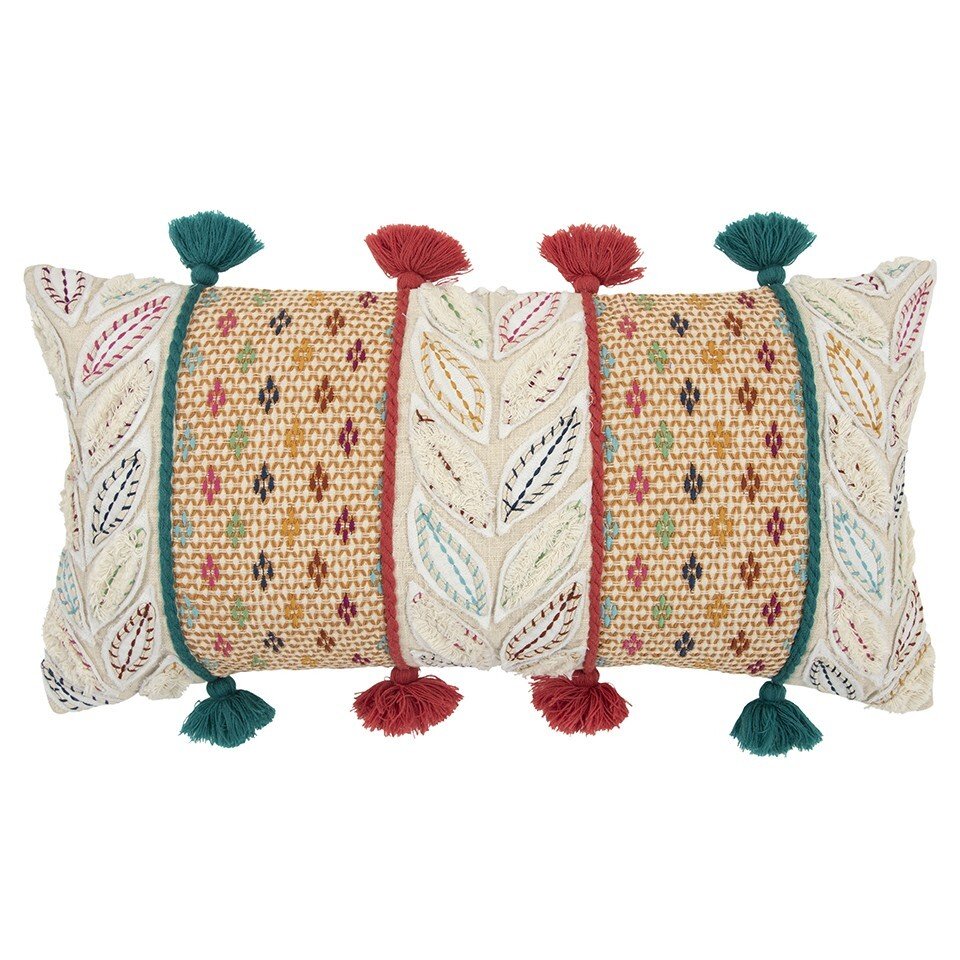 Multicolored Ornate Panel Lumbar Pillow - Galactic capuchin