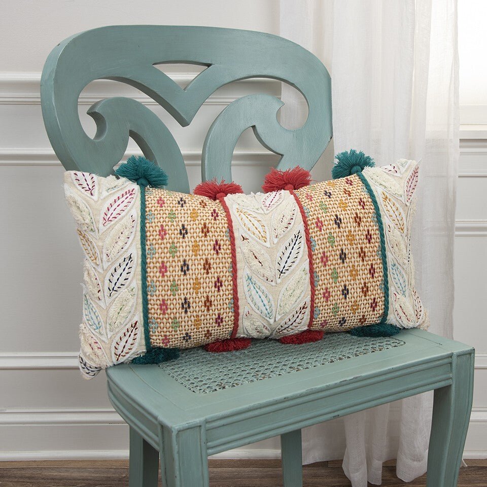 Multicolored Ornate Panel Lumbar Pillow - Galactic capuchin